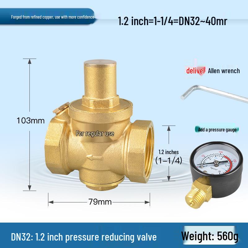 Adjustable Brass Water Pressure Reducing Valve for Heaters & Purifiers