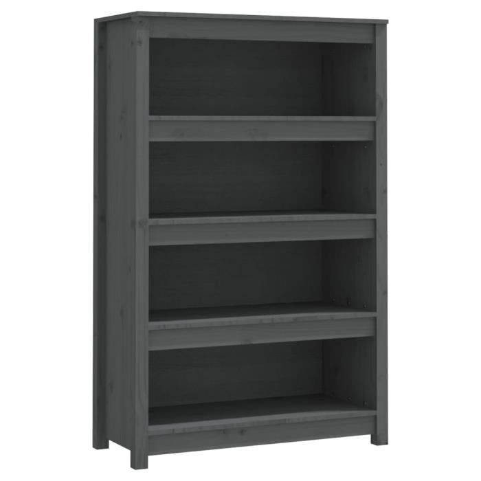 VidaXL Bookcase Grey 80x35x126 Cm Solid Pine Wood 821686