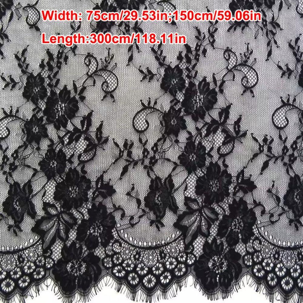 Weißer Wimpernspitzenstoff Schwarze Wimpernborte Nähspitzenstoff Blumenspitze Brautkleid nähen