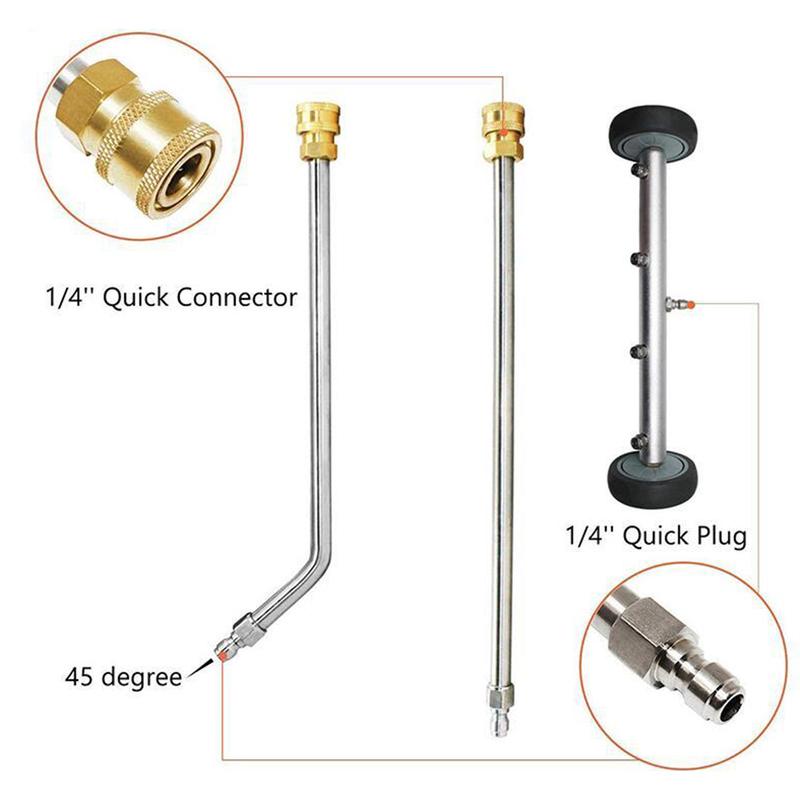 5000PSI 15inch Pressure Washer Undercarriage Cleaner Water Broom Car Chassis Wash 4 Spraye Nozzle
