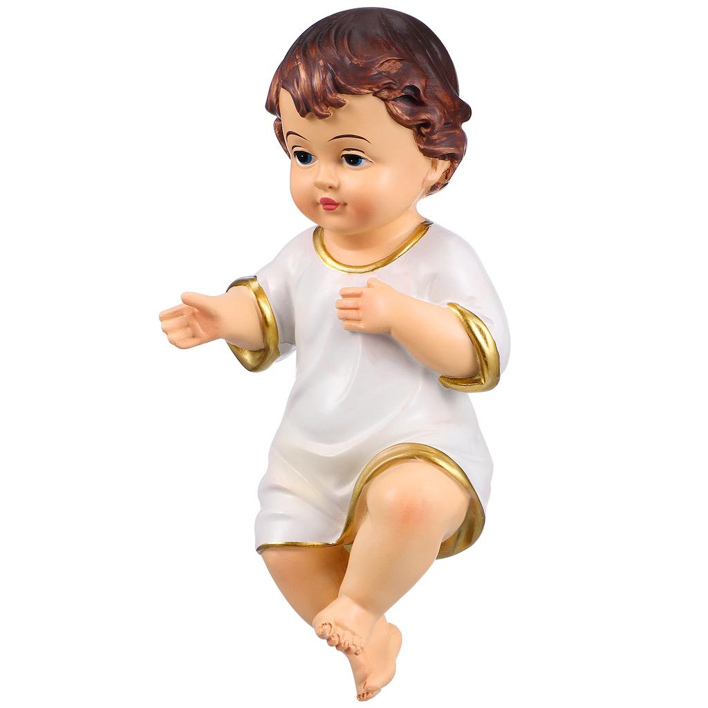 1 pz Statuetta Bambino Gesù Resina Scultura Presepe Bambino Nella Mangiatoia Statuette Scena della Natività Per Natale Interno Statua di Gesù Decorazione