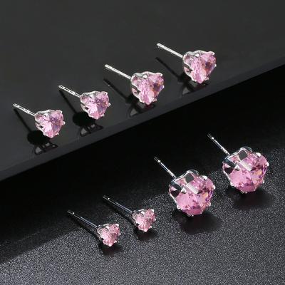 S925 Ohrstecker Vier-Krappen Herz Zirkon Nische Einfach Elegant Neu Leichter Luxus Pendeln Ohrknochen Steckerohrringe