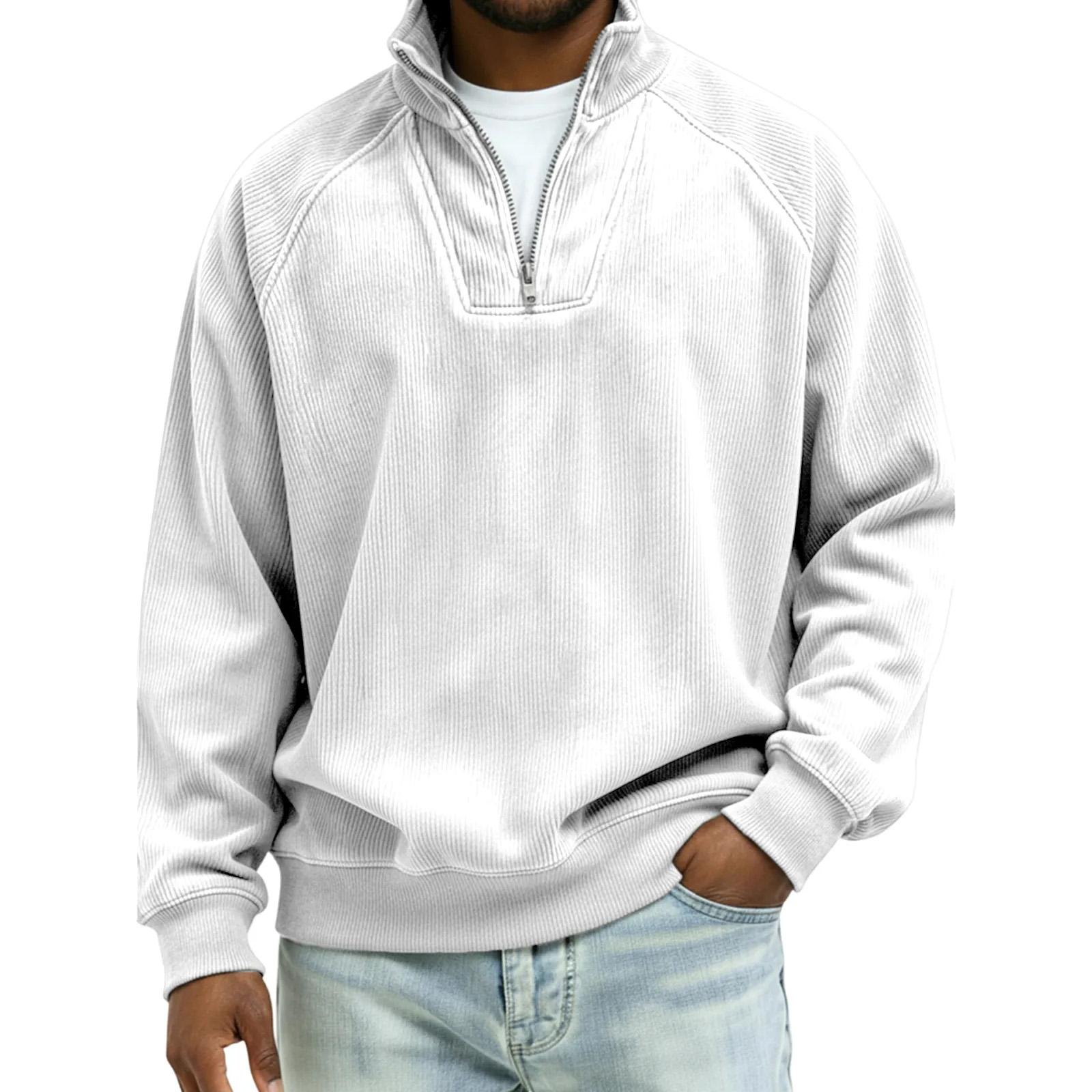 

Мужская Повседневная Спортивная Толстовка на Четверть Молнии с Плечевыми Вставками и Капюшоном XL белый