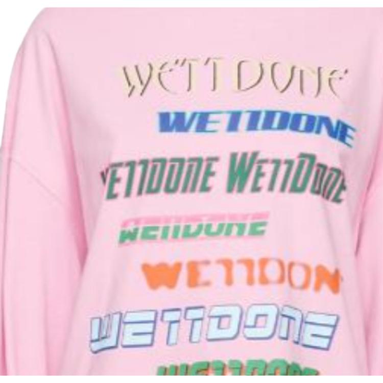 WE11DONE Rare Market Logo Print Color Block Dopamine Letter Rainbow Round Neck Sweatshirt Unisex Sweatshirt Pink WD-TT1-22-848-U-LP
