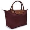Longchamp Le Pliage Original Series Embossed Logo Nylon Canvas And Leather Dumpling Tote Bag Small Women Tote Bags Brown 1621089P87