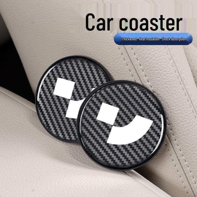 Carbon Fiber Texture Insulated Cup Coaster for Jiyue 01/07/SIMUcar