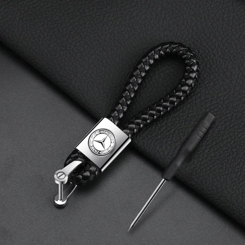 Metal/Leather Car Styling Keychain Key Chain Rings Accessories For Mercedes Benz AMG A B C E S Class GLC GLK GLE GLA CLA GLB CLS