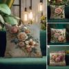 Rose Elegant Cushion Cover Natural Linen Pillow Case DoubleSided Print Decorative Sofa Pillowcase Home Decor Gift