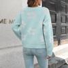 Women's Floral O-Neck Sweater Loose Long Sleeve  Knit Sweater