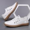 Fashion Hollow Business Casual Soft-soled Leather Sandals for Men Fashion Solid Color Summer New Designer Driving Shoes Man