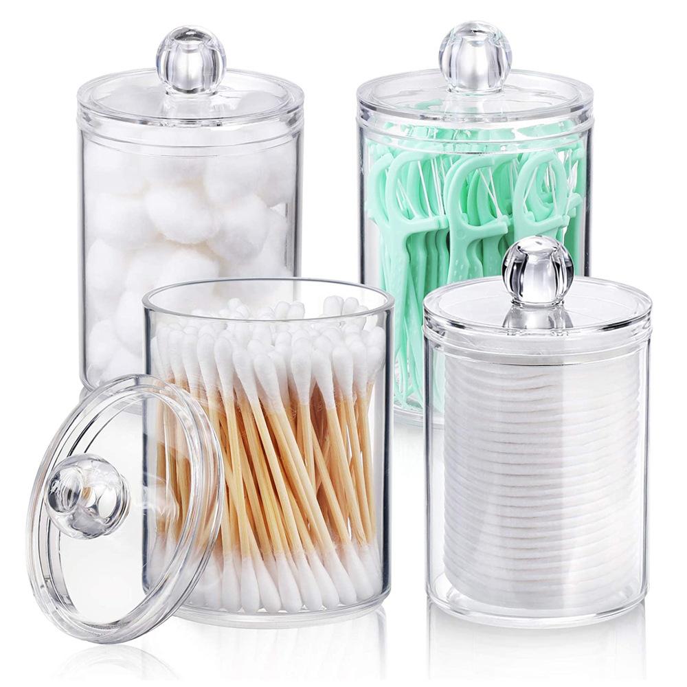1/2 pieces of transparent cotton swab toothpick storage box, cosmetic organizer box, makeup storage box for dressing table