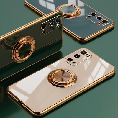 Luxury Plating Soft Silicone Magnetic Ring Stand Cover Case For Samsung Galaxy S25 S24 FE S23 S26 S22 Plus S21 Ultra S20 FE A16 A55 A15 A35 5G A17 A56
