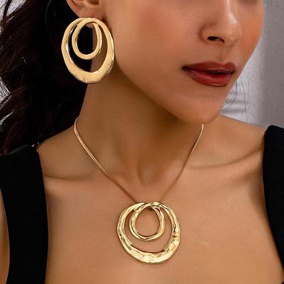 Elegante Set di Collana e Orecchini Rotondi Geometrici per Donna
