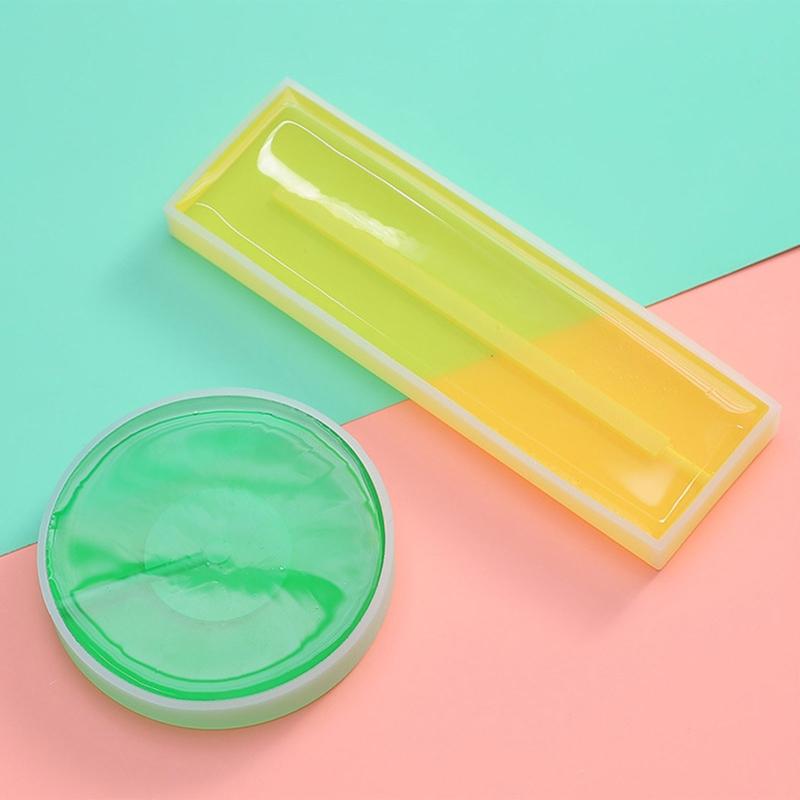 Silicone Mold with LED Light Set for Resin Crafts DIY LED Lights Display Base Round Square Lighted Stand for Crystal Art