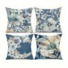 Navy Blue Watercolor Floral Pillowcase: Elegant Botanical-Themed Cushion Cover For Home Sofa Decor