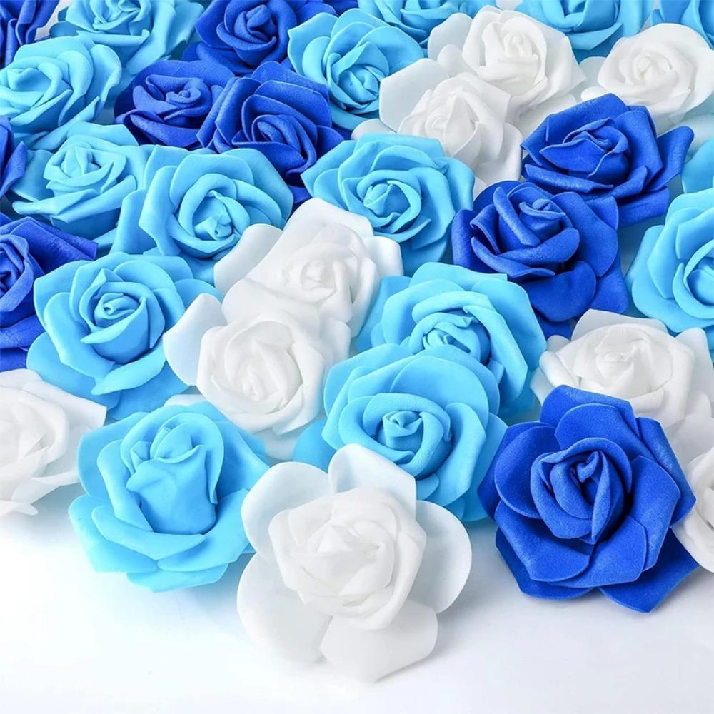 50Pcs Rose Artificial Foam Flower Head Fake PE Flower for Home Room Dceoration DIY Party Flower Wreath Accessories Wedding Decor