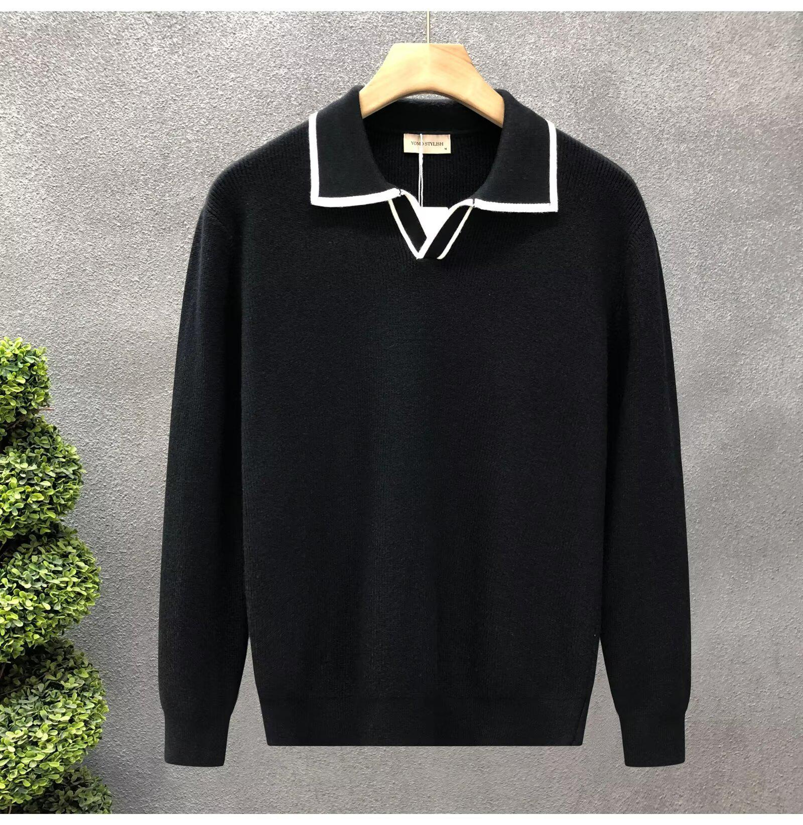 Slightly Mature Casual Knit Lapel Sweater: 2024 Autumn/Winter Men s Trendy Brand Knitwear XL