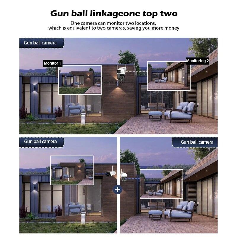 8MP Wifi-kamera PTZ utendørs nattsyn Dual Screen Human Detection 4MP sikkerhetsbeskyttelse CCTV-overvåking IP-kamera