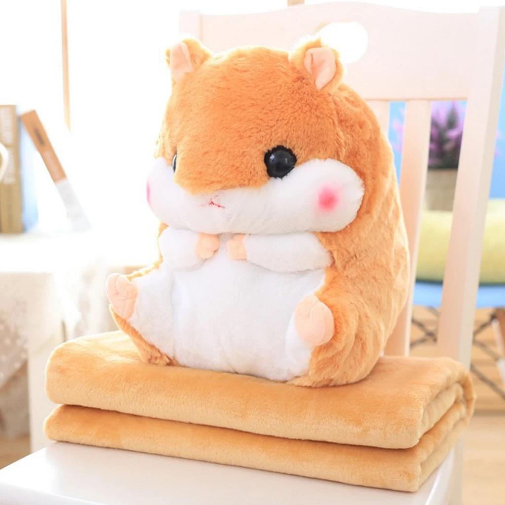Stuffed Hamster Throw Pillow, Portable Blanket Bolster, Sofa Bed Animal Toy Pillow