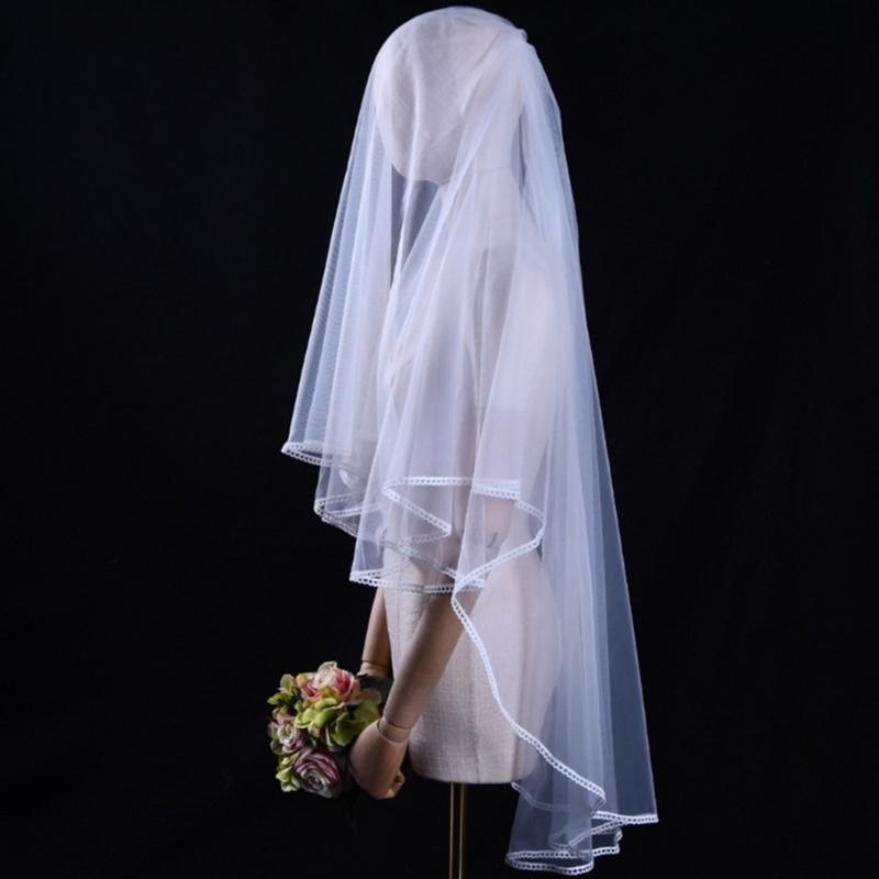 Long Wedding Veil Lace Veils with Hair Comb Wedding Hair Accessories White 2-Layer Wedding Veil