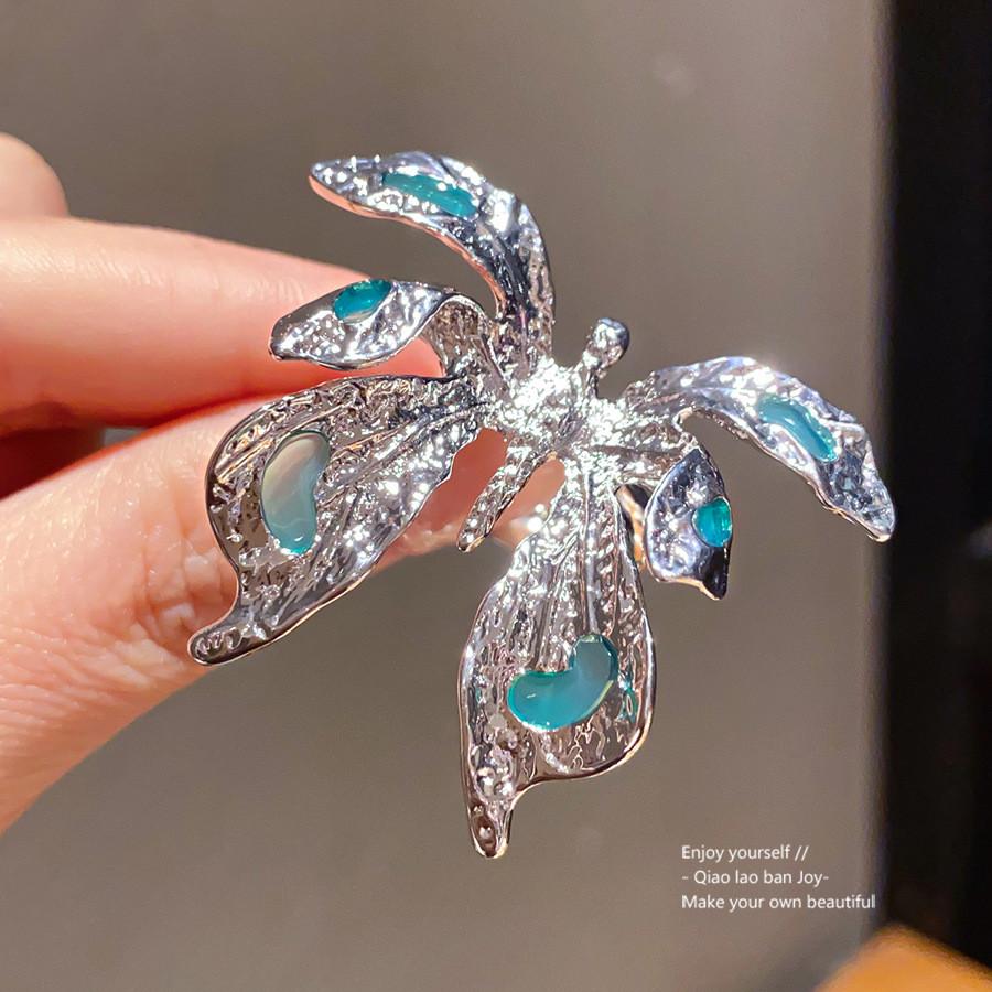 Butterfly Alloy Ring With Oil Drop Design For Women Fashion Accessories