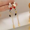 Fashionable Creative Earrings With Spades And Red Peach Pendant Earrings
