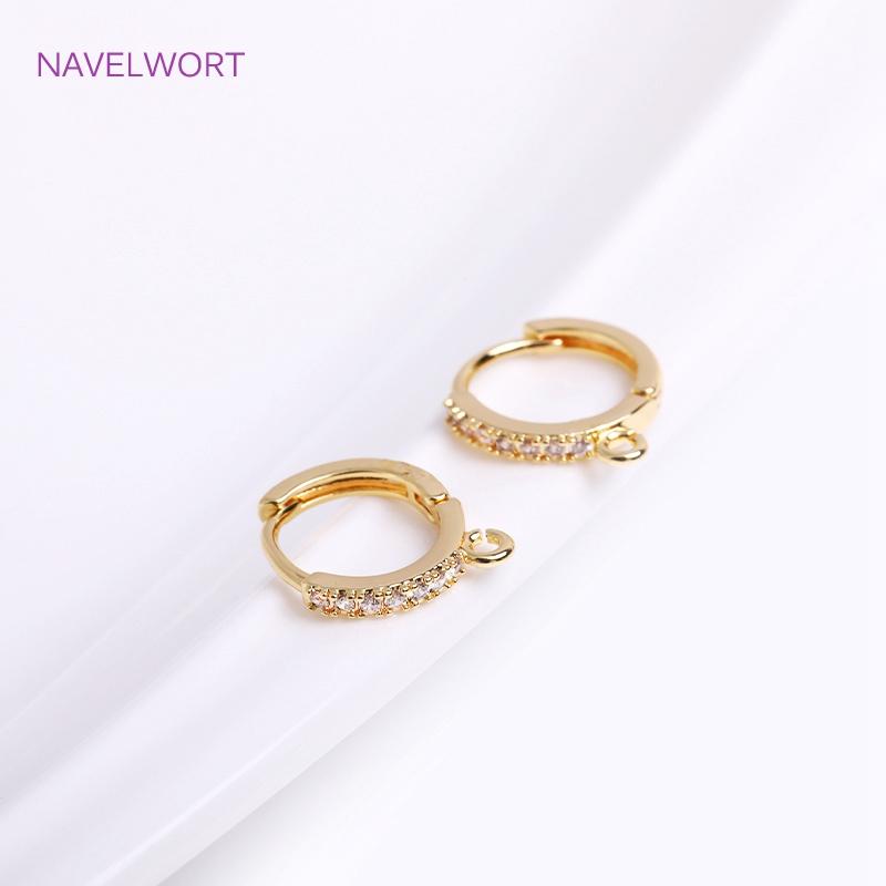 

Trendy 2 Sizes Hoop Earring Clasps For Earring Making Supplies Inlaid Zircon Round Earrings Clasp DIY Jewelry Making Accessories 1 pair