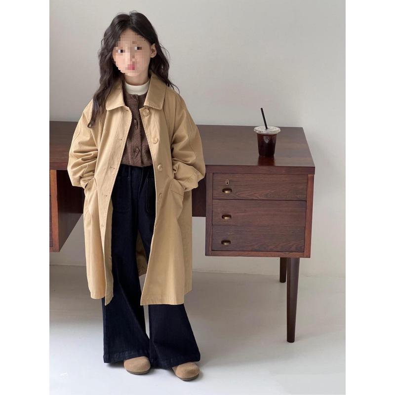 Schicker Britischer Denim-Windbreaker für Mädchen - Trendiger Frühjahrs-/Herbstmantel