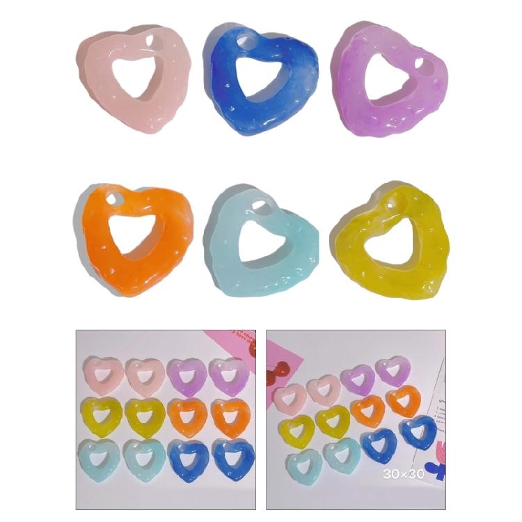 Irregular Colored Heart Beads Hollow Heart-Shaped Pendant DIY Resin Accessories