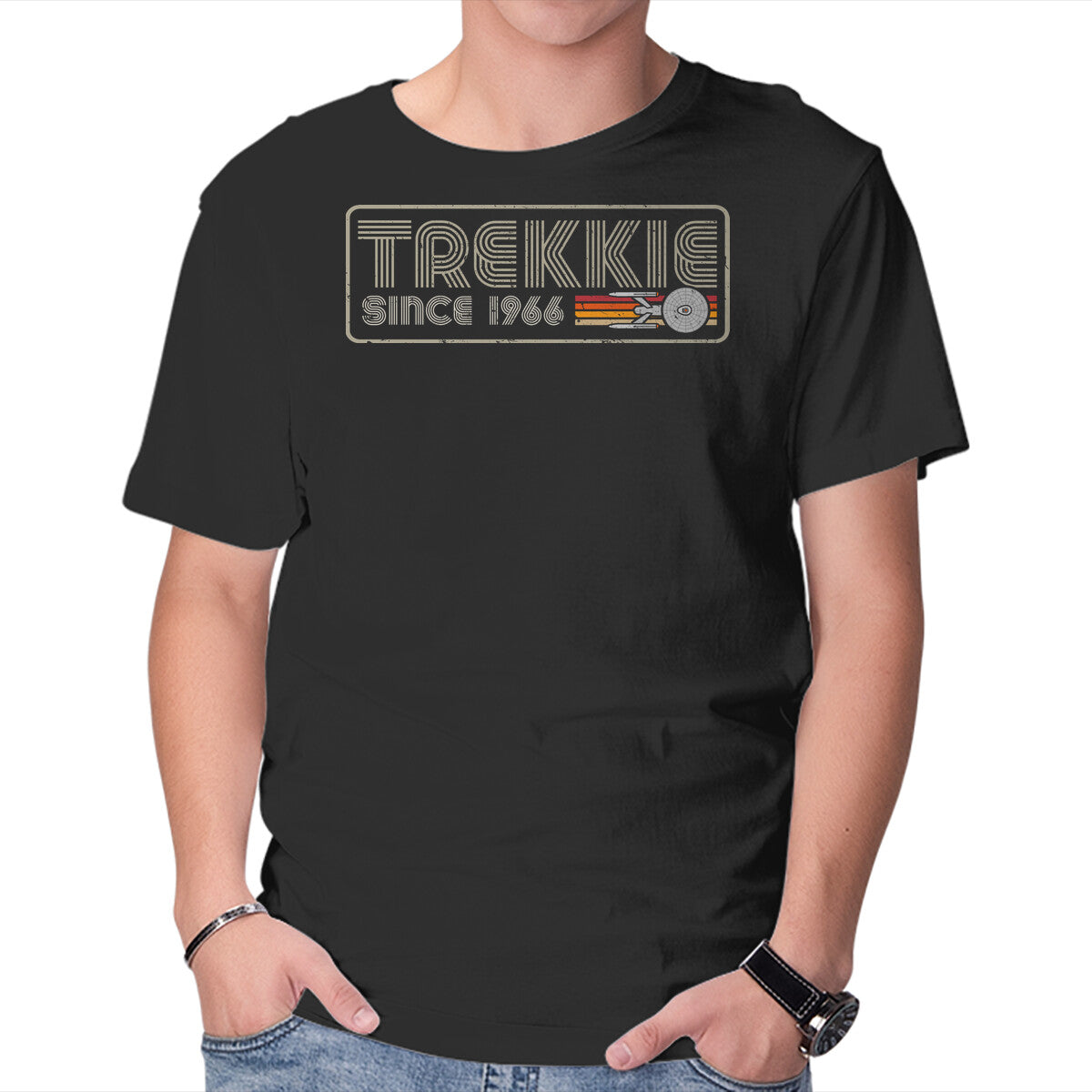 Unisex Crew Neck T-Shirt Trekkie Since 1966 Graphic Short Sleeve Casual Tee L