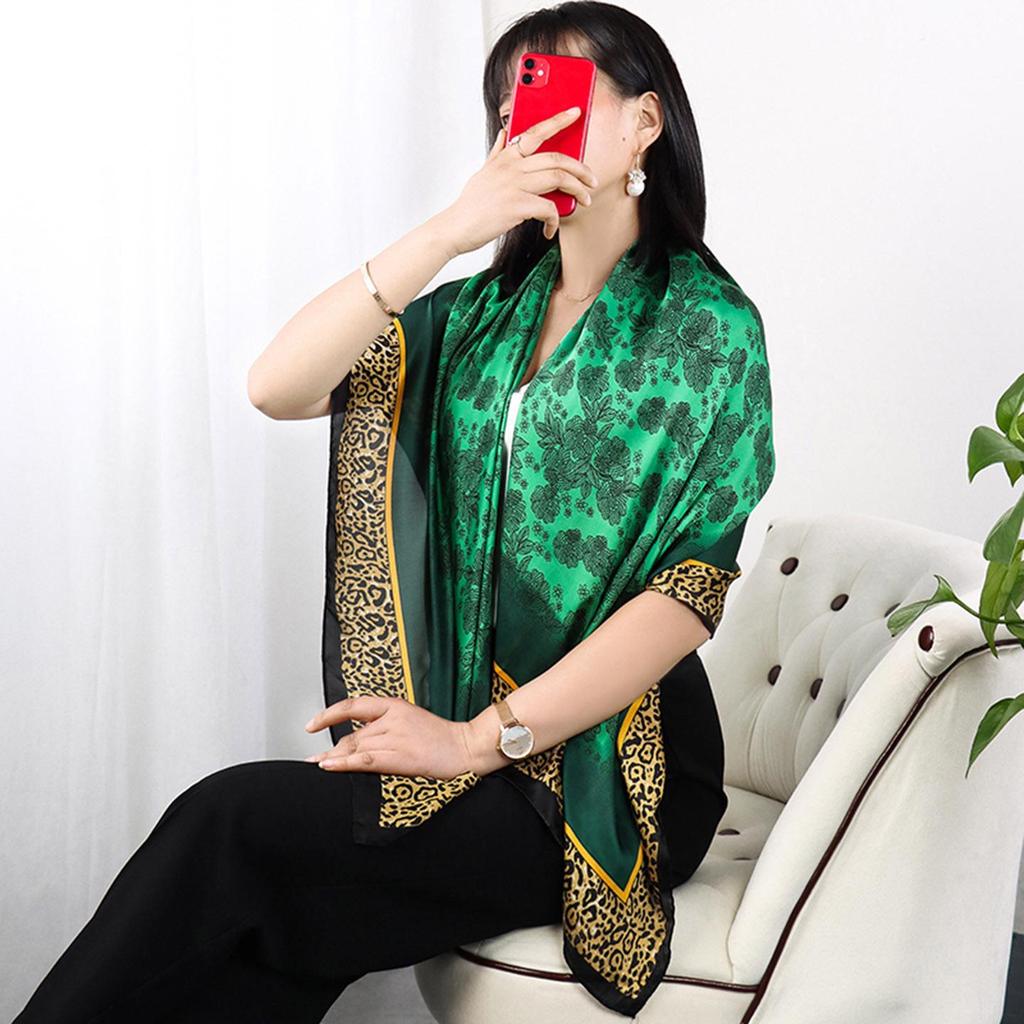 Damen 110cm Bedruckter Kunstseidenschal: Vielseitiges Hals-, Strand- und Sonnenschutz-Wickeltuch