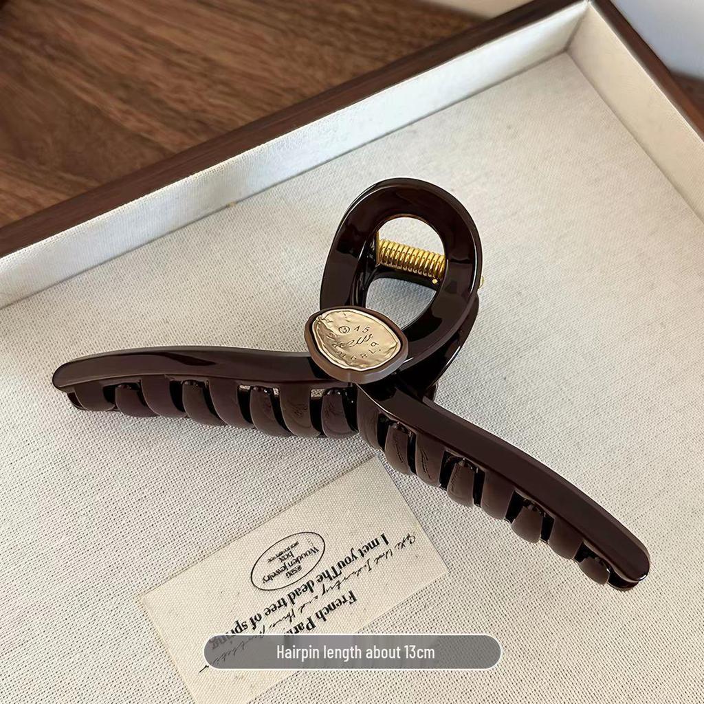 Korean Leopard Print Bow Hair Claw: Extra Large High-End Half Updo Clip for Women