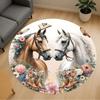 1 Stück Pferd Floral Runder Stuhlmatte Teppich - Rutschfest, Fußmatte für Büro, Schlafzimmer und Innenraumdekoration c1125305