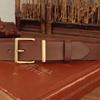 Women's Black Genuine Leather Belt with Classic Square Buckle – Versatile for Jeans and Trousers
