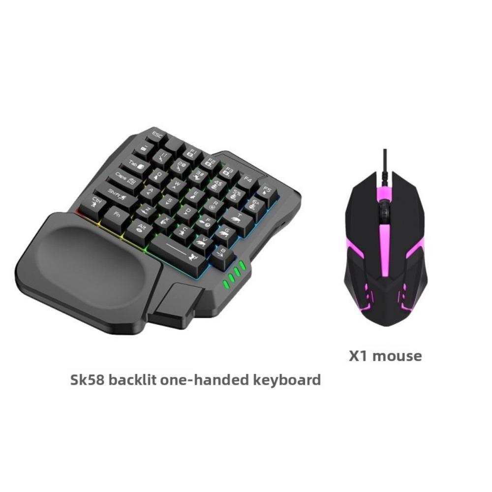 One-handed Keyboard Colorful Mechanical 35 Keys with Mobile Phone Throne PUBG Handle Mobile Game Chicken Eating Artifact