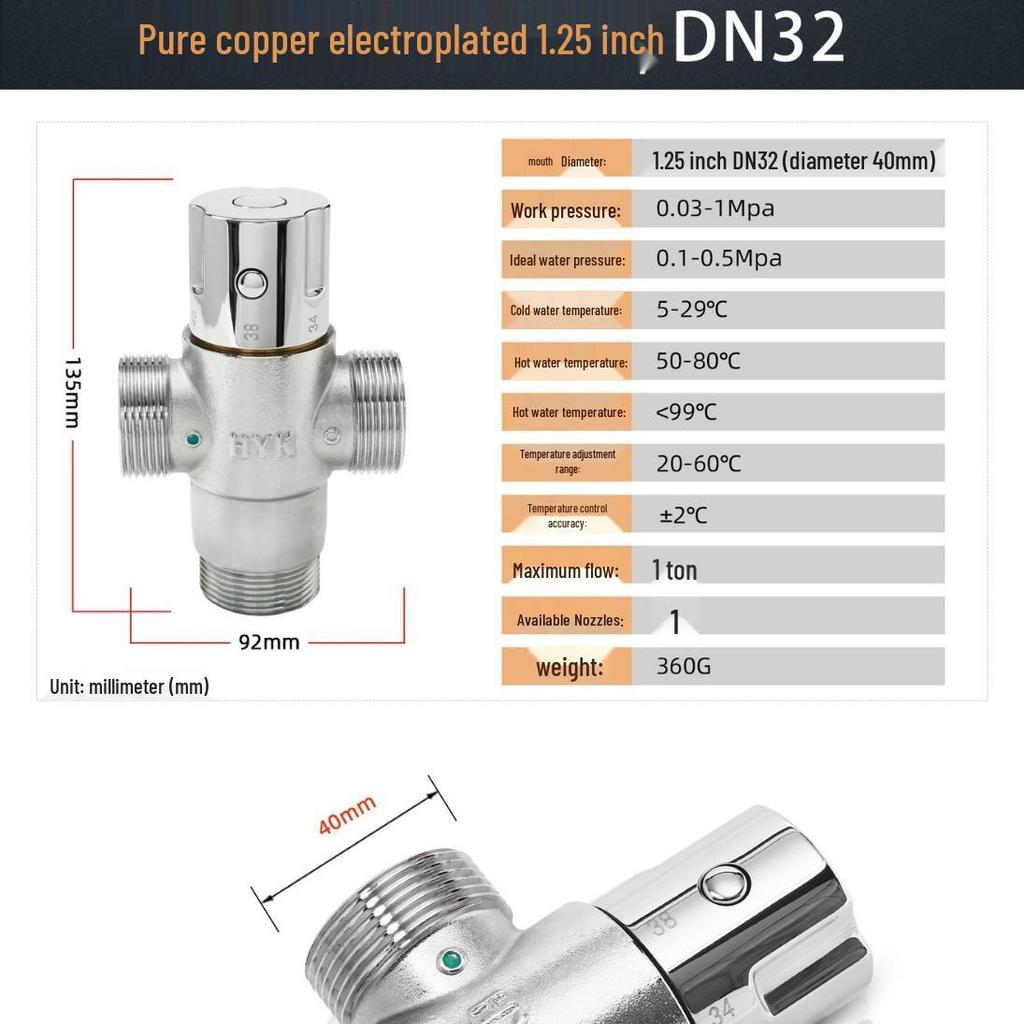 1/2 NPT European Brass Thermostatic Valve for Surface-Mounted Solar Water Heater - Automatic Temperature Control Mixing Valve