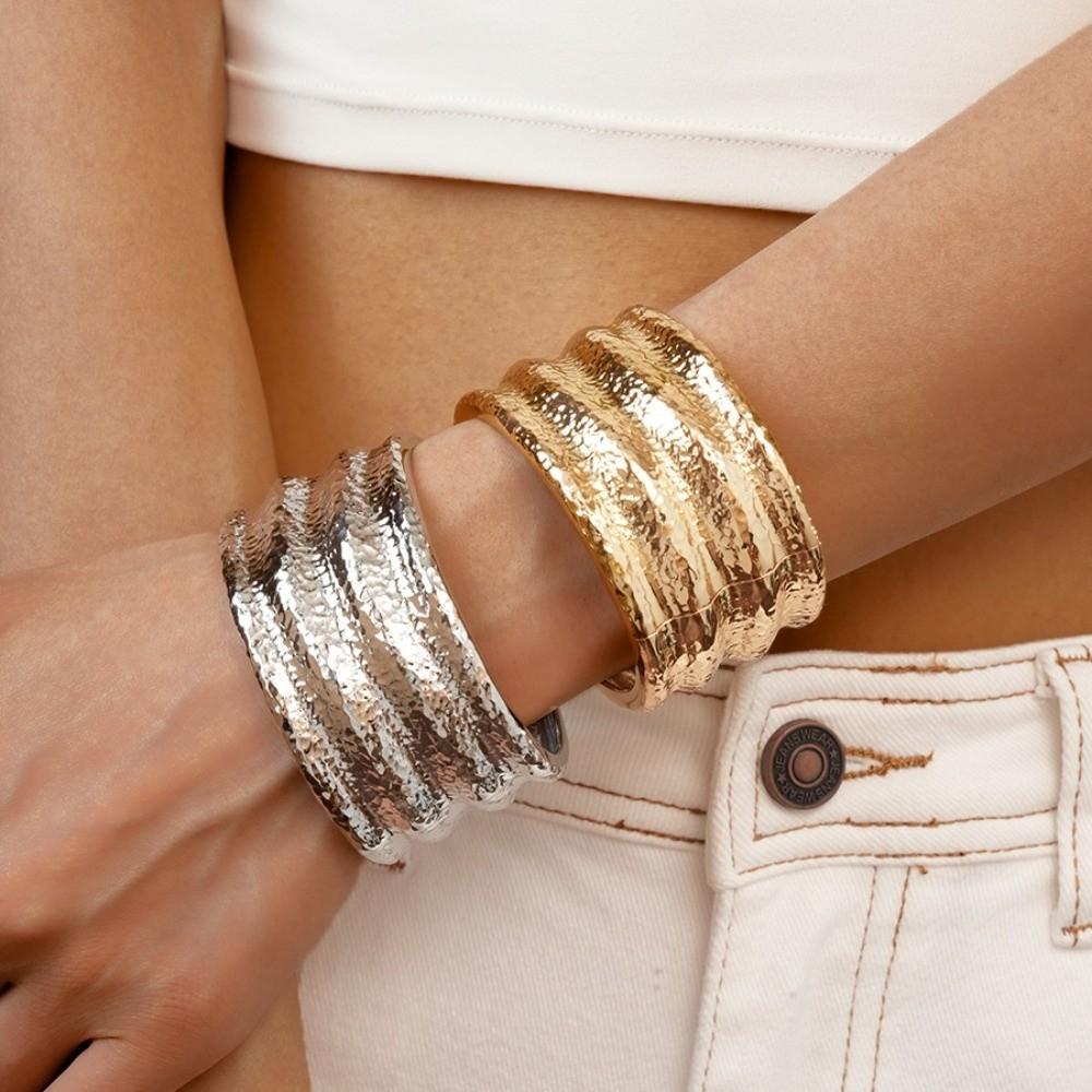 Europe American Style Wide Open Bangle Metal Exaggerated Bracelet Temperament Cuff Bangles  Women