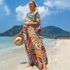 Bata con Estampado de Rayón para Proteger del Sol en la Playa y Vestido Cubre-traje de Baño