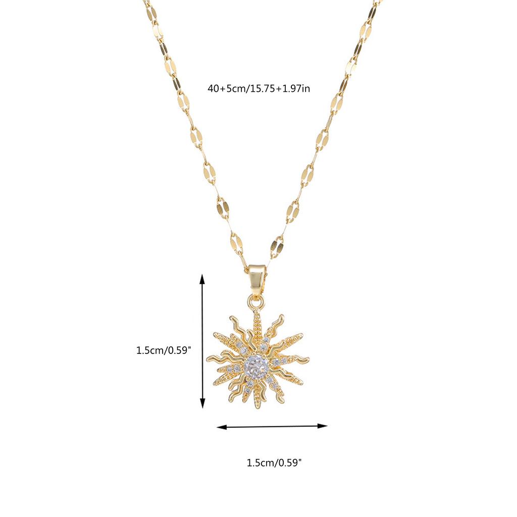 Zircon Rotating Flower Pendant Necklace Clavicle Chain Adjustable Choker Sweet Cool Collar Necklace Fashion Jewelry