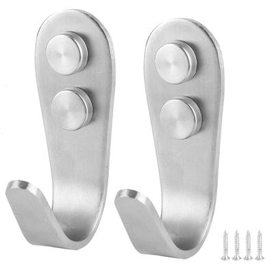 1 Pair Hook Stainless Steel Clothes Towel Robe Wall Mount Hanger Holder for Home Bathroom