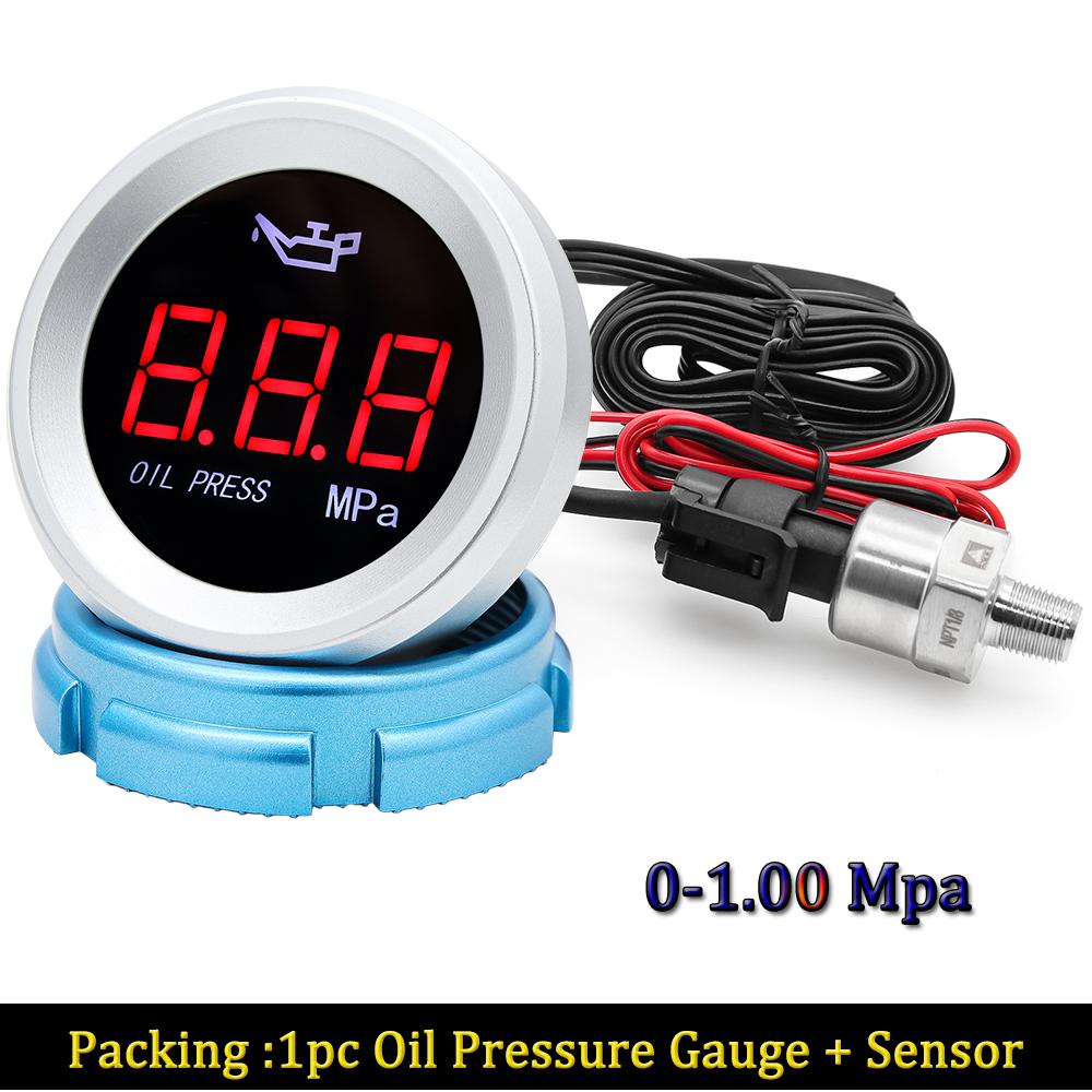 HD 52MM Car Water Temperature Gauge / Oil Level Gauge / Voltmeter Fuel Pressure Meter with 0-1.00 Mpa Oil Press Sensor 0~190 Ohm