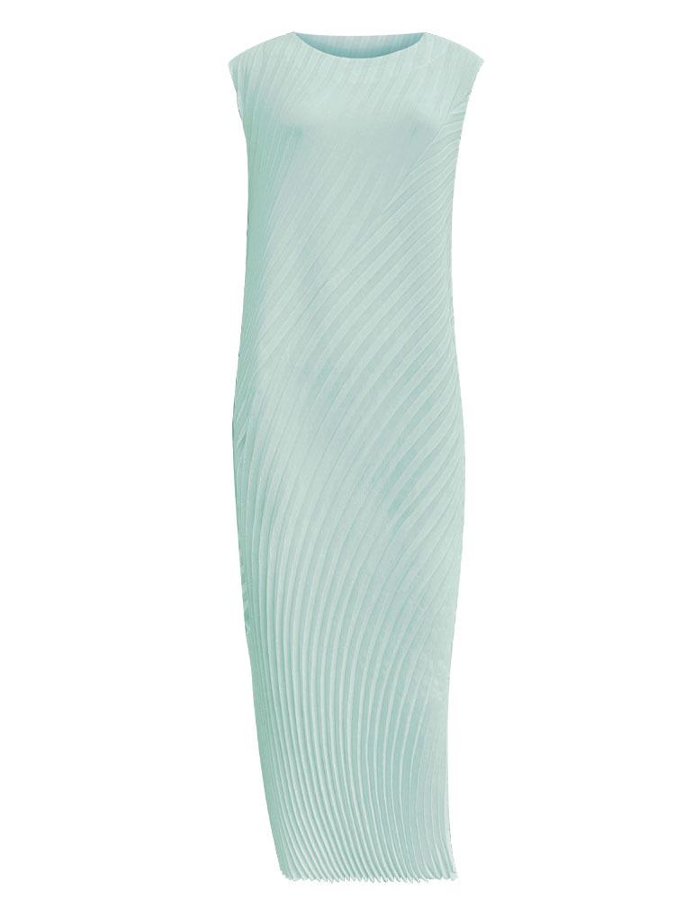 

Женское облегающее плиссированное платье без рукавов весна/лето 2025 в новом французском стиле One Size тил синий