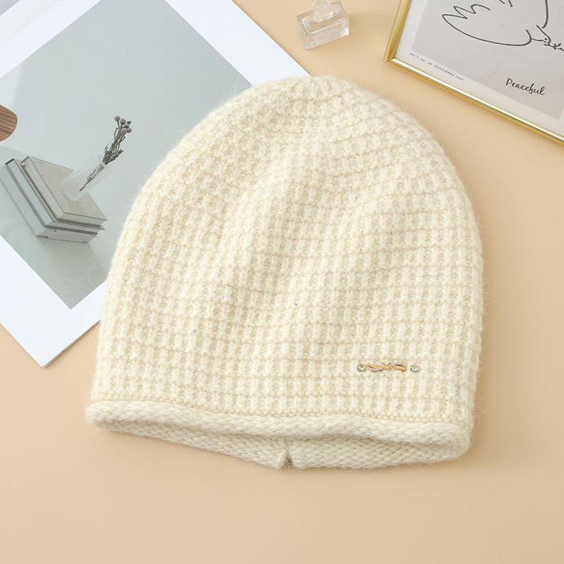 Korean New Colorful Diamond Plaid Rabbit Hair Pile Hat Outdoor Plus Velvet Thickened Windproof Warm Hat Autumn and Winter Casual Cold Hat