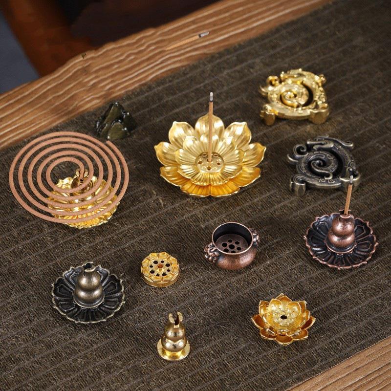 Kodo Multi-Hole Gourd & Water Drop Incense Holders: Turtle, Zen Lotus, Dragon Soaring Designs