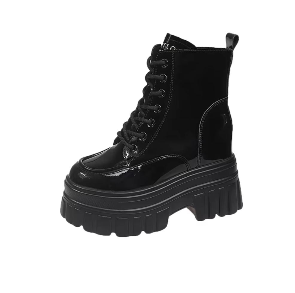 

Женские ботильоны на высокой платформе, шнуровка, ботинки в стиле милитари, мотоциклетные ботинки, классические панк кожаные туфли, женские ботинки на толстой подошве, теплые меховые зимние ботинки 34