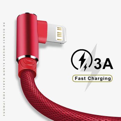 90stupňový USB kabel pro iPhone 14 13 12 11 Pro Max Xs X XR 6 6s 7 8 Plus iPad Mini 3A Rychlonabíjecí datový kabel pro nabíječku iPhone