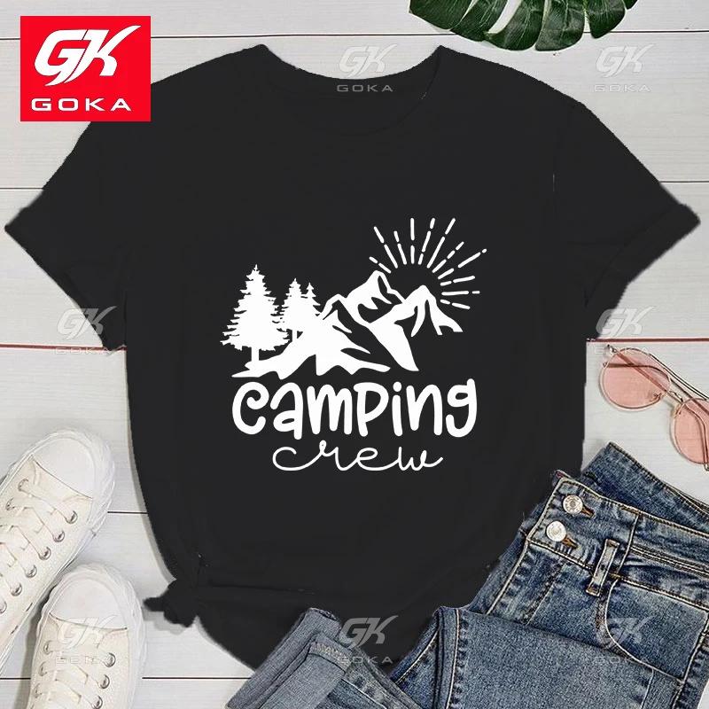 Premium Cotton T Shirt Hot Camping Crew Print T Shirts Fashion Cool Hip Hop Short Sleeve Casual Tops Womens Clothing Unisex Tees