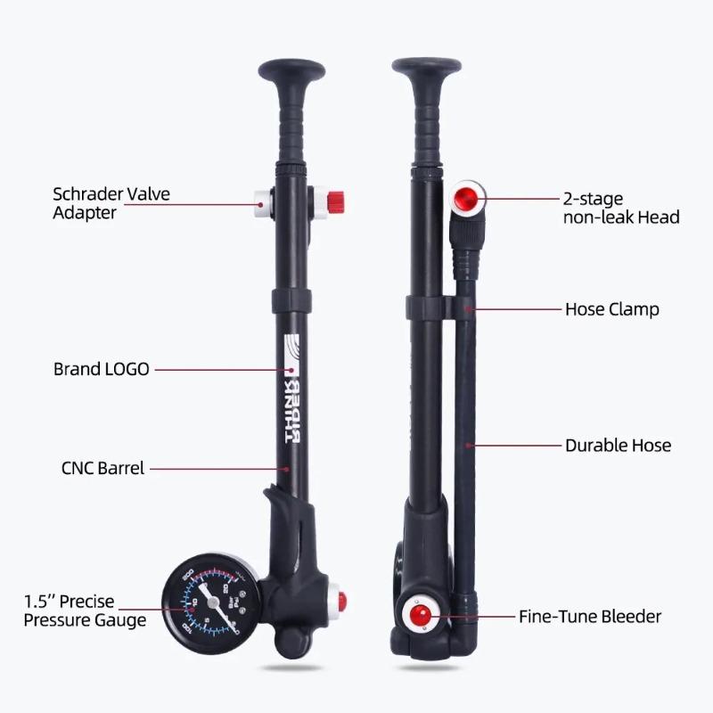 1pcs Aluminum alloy front fork air pump Portable High-pressure Bike Air Pump with Gauge for Fork Rear Suspension Shock Absorber