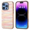 For iPhone 16 Pro Max Case Electroplating Edge Plaid Texture PU Leather+PC+TPU Phone Cover