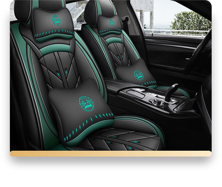 Universal Full Leather Car Seat Cushion for Five-Seaters - All-Season Coverage